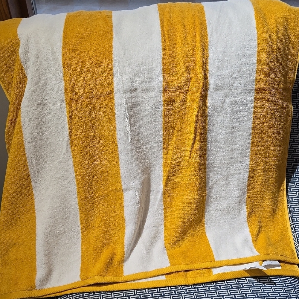 Yellow and White Striped Towel